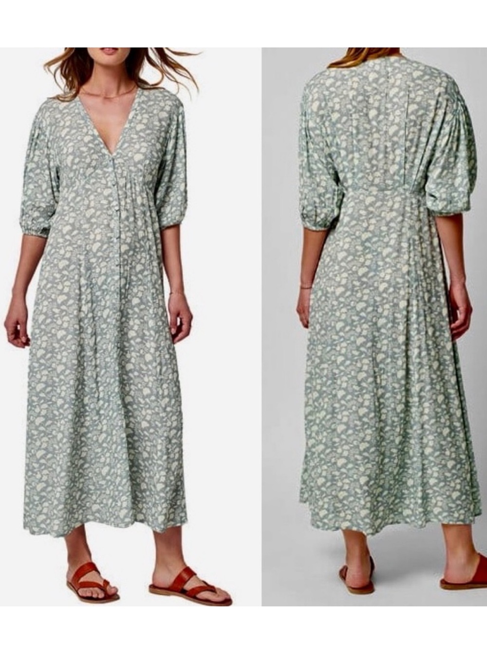 Faherty Havana Dress in a Smoke Echo Floral print